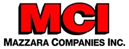 A red and black logo for the company mc.